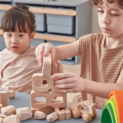 Blocs de chiffres éducatifs en bois